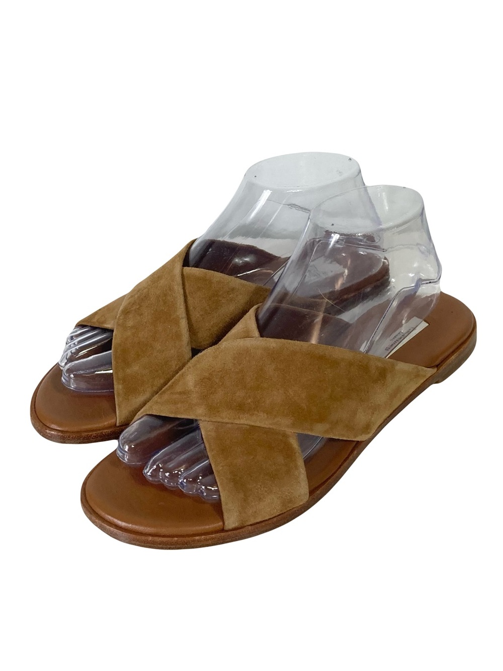 LK BENNETT LONDON Sandals 38/8 Brown Suede Cross Straps